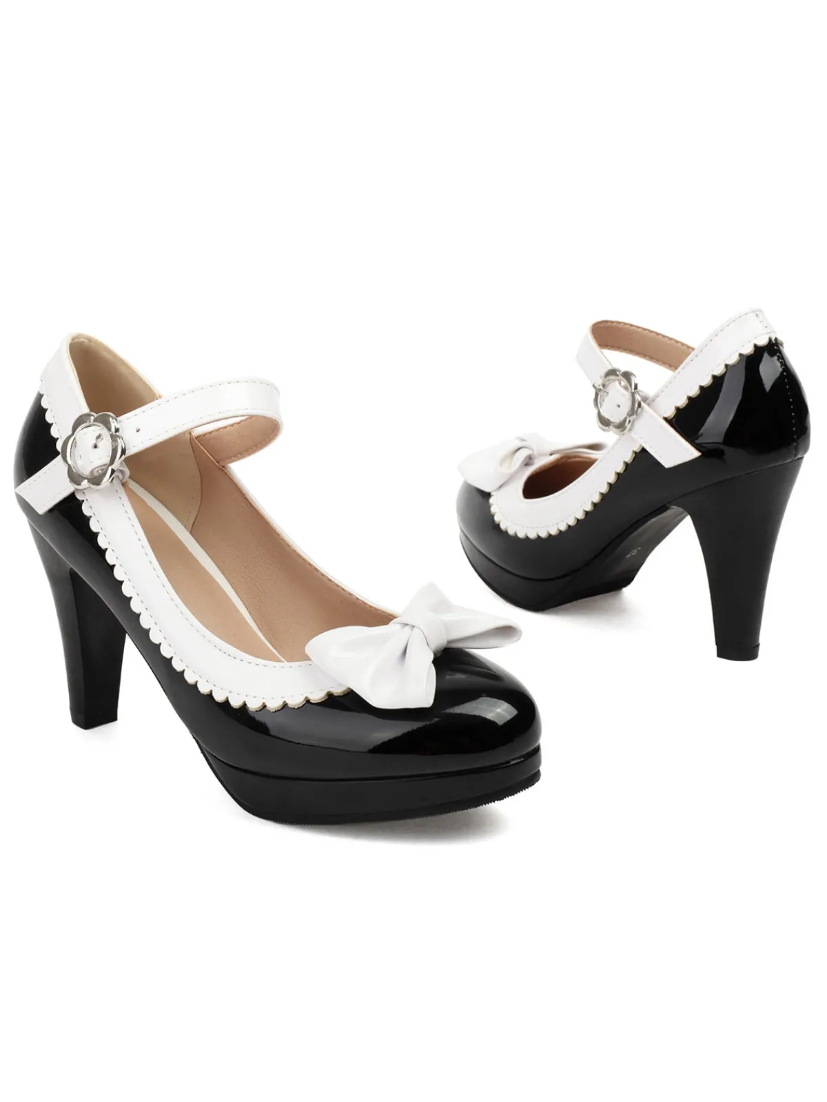 New Retro Stage Retro Round Toe Bow High Heels Shoes