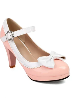 New Retro Stage Retro Round Toe Bow High Heels Shoes