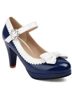 New Retro Stage Retro Round Toe Bow High Heels Shoes