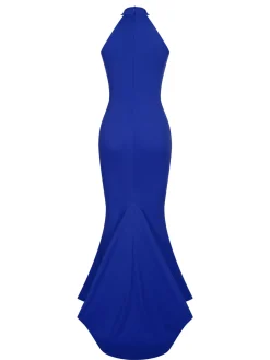 Sale Retro Stage Retro 1930s Solid Halter Mermaid Dress