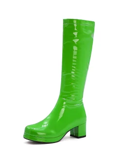 Fashion Retro Stage Retro Shiny Patent Leather Thigh-High Boots