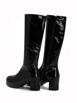 Fashion Retro Stage Retro Shiny Patent Leather Thigh-High Boots