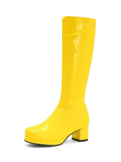 Fashion Retro Stage Retro Shiny Patent Leather Thigh-High Boots
