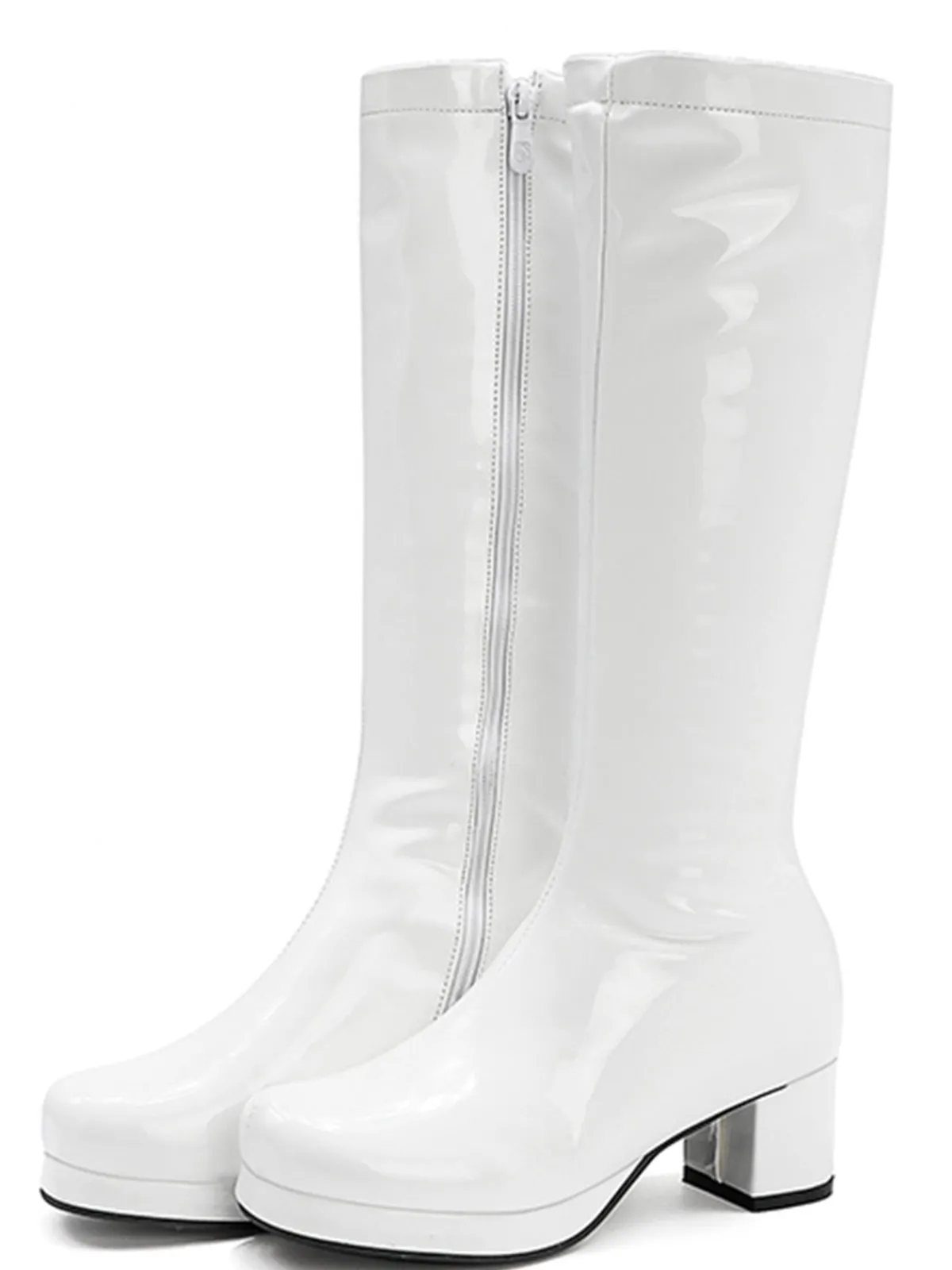 New Retro Stage Retro Shiny Patent Leather Thigh-High Boots