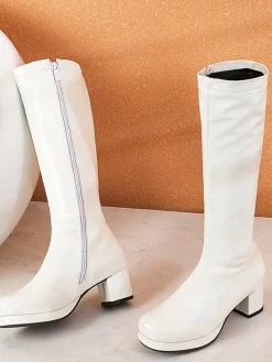 New Retro Stage Retro Shiny Patent Leather Thigh-High Boots