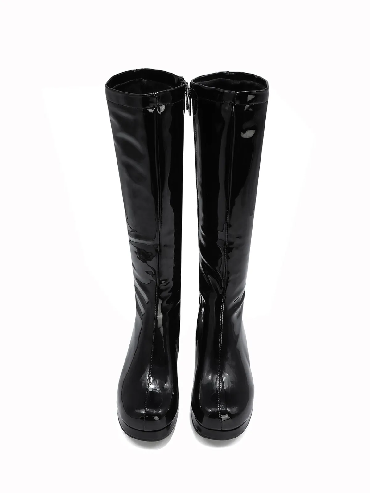 New Retro Stage Retro Shiny Patent Leather Thigh-High Boots