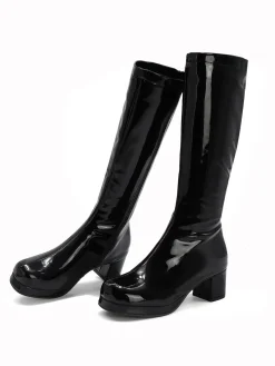 New Retro Stage Retro Shiny Patent Leather Thigh-High Boots