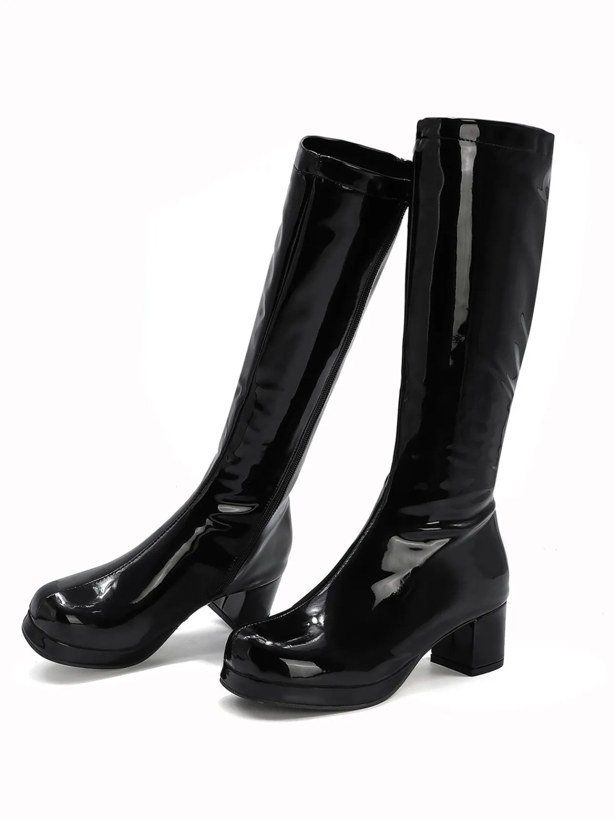New Retro Stage Retro Shiny Patent Leather Thigh-High Boots
