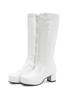 New Retro Stage Retro Shiny Patent Leather Thigh-High Boots