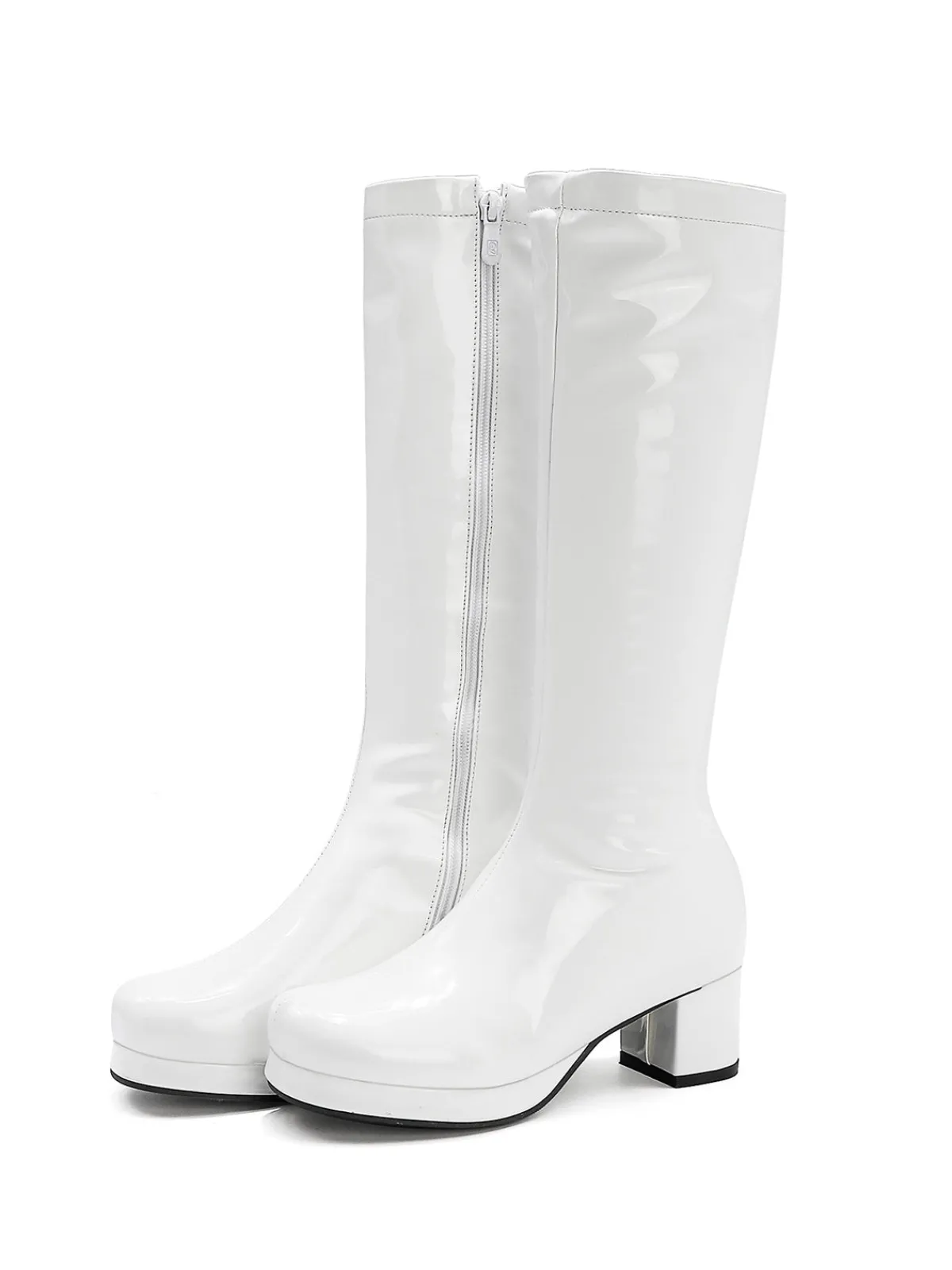 New Retro Stage Retro Shiny Patent Leather Thigh-High Boots