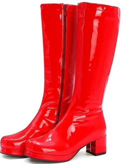 New Retro Stage Retro Shiny Patent Leather Thigh-High Boots