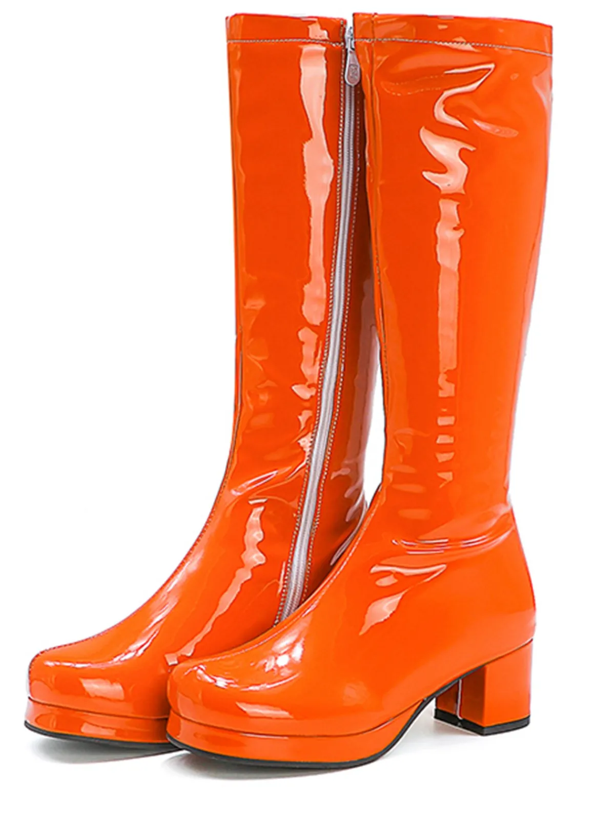 New Retro Stage Retro Shiny Patent Leather Thigh-High Boots