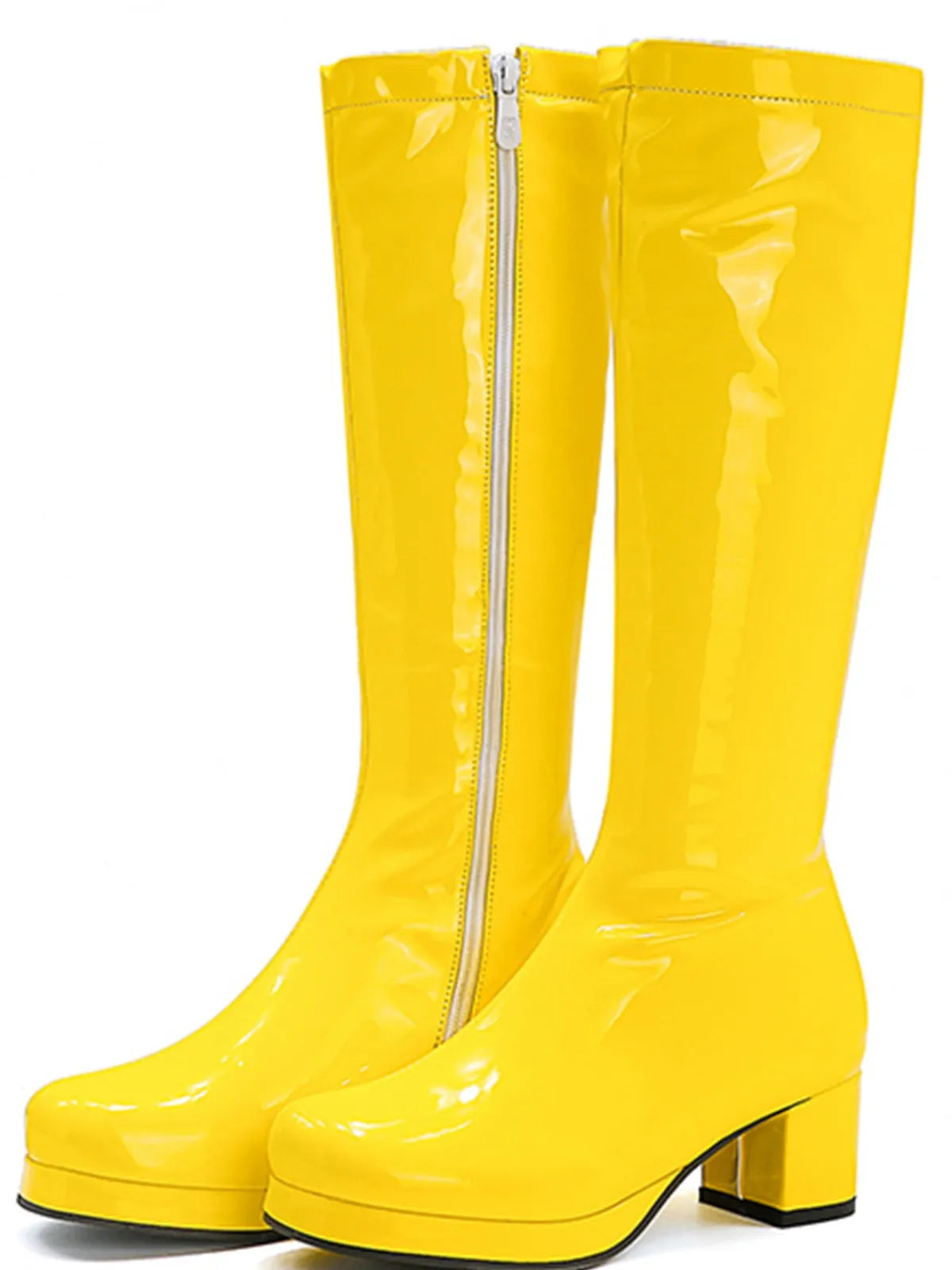 New Retro Stage Retro Shiny Patent Leather Thigh-High Boots