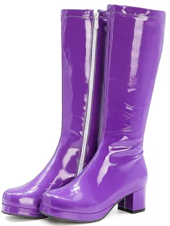 New Retro Stage Retro Shiny Patent Leather Thigh-High Boots