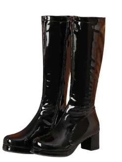 New Retro Stage Retro Shiny Patent Leather Thigh-High Boots