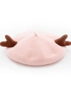 Online Retro Stage Retro Solid Antlers Wool Berets
