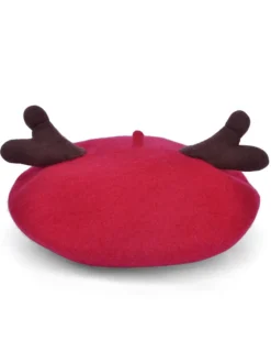 Online Retro Stage Retro Solid Antlers Wool Berets