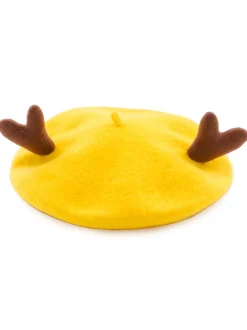 Online Retro Stage Retro Solid Antlers Wool Berets