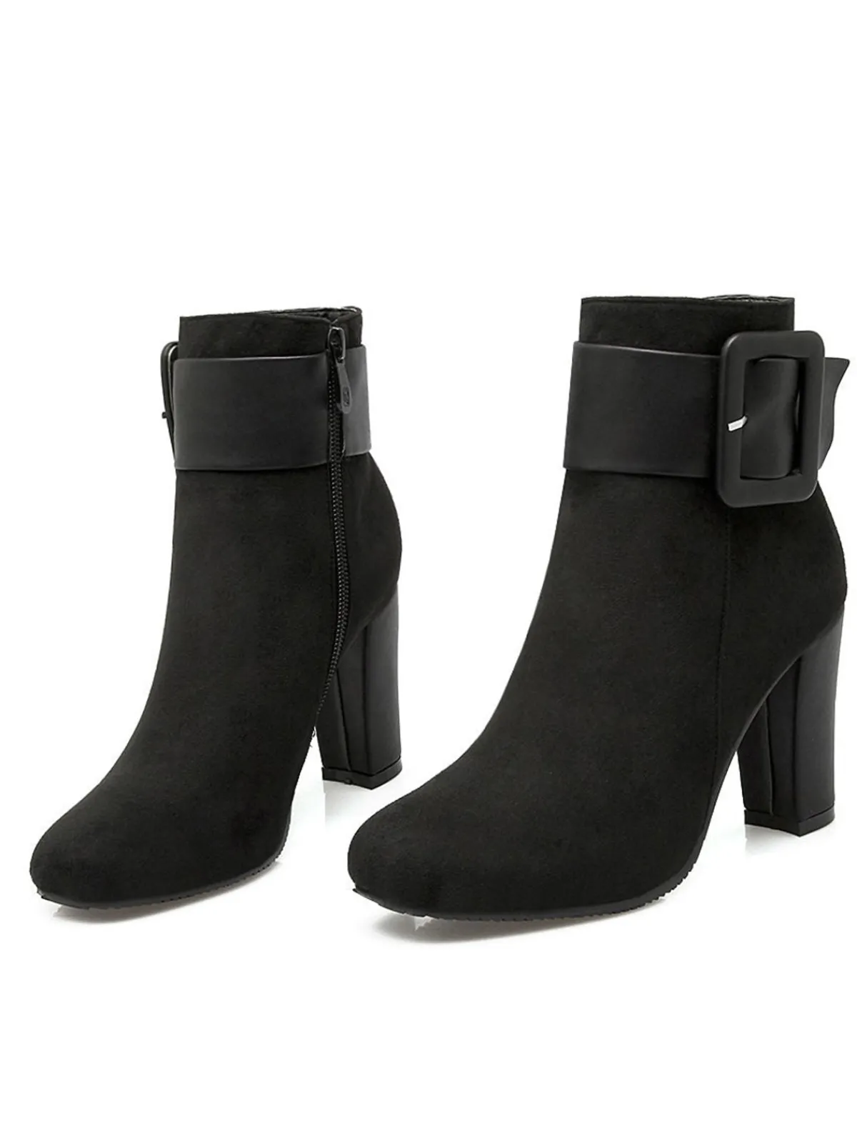 Discount Retro Stage Retro Solid Thick Heel Short Boots
