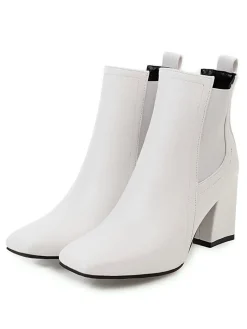 Best Retro Stage Retro Solid Thick Heel Short Boots