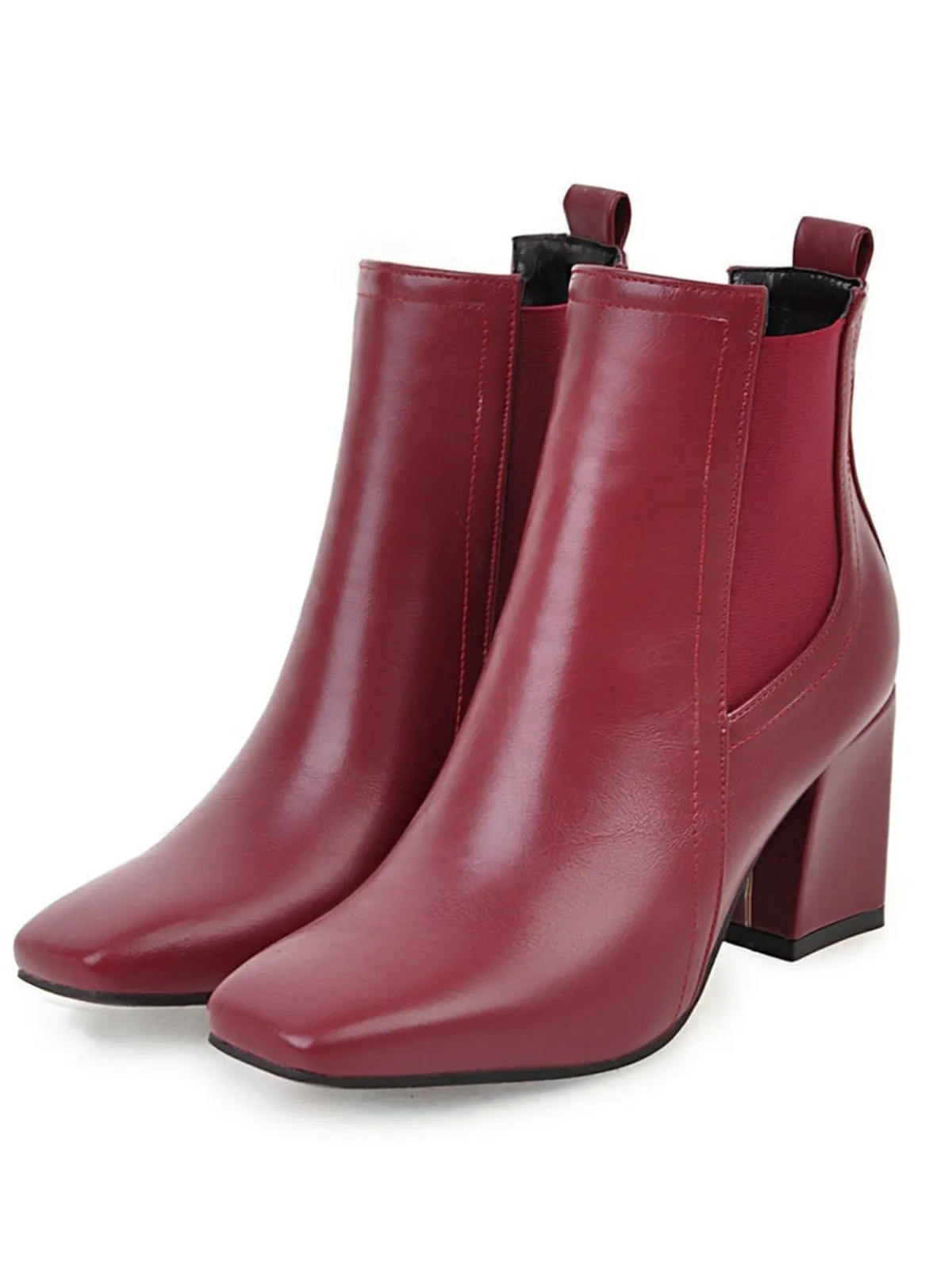 Best Retro Stage Retro Solid Thick Heel Short Boots