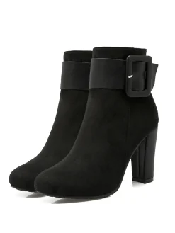 New Retro Stage Retro Solid Thick Heel Short Boots