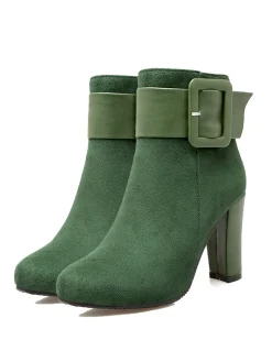 New Retro Stage Retro Solid Thick Heel Short Boots