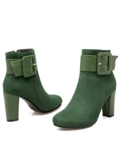 New Retro Stage Retro Solid Thick Heel Short Boots
