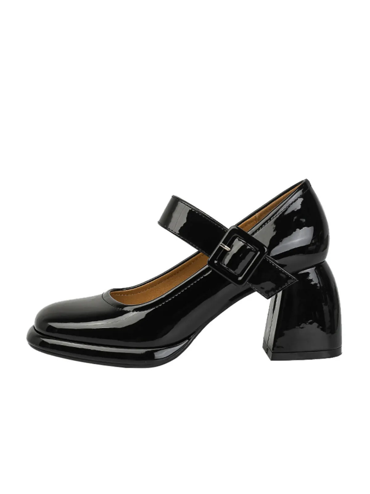 Hot Retro Stage Retro Square-Toe High Heel Leather Shoes