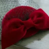 Online Retro Stage Retro Wine Red Bowknot Fascinator