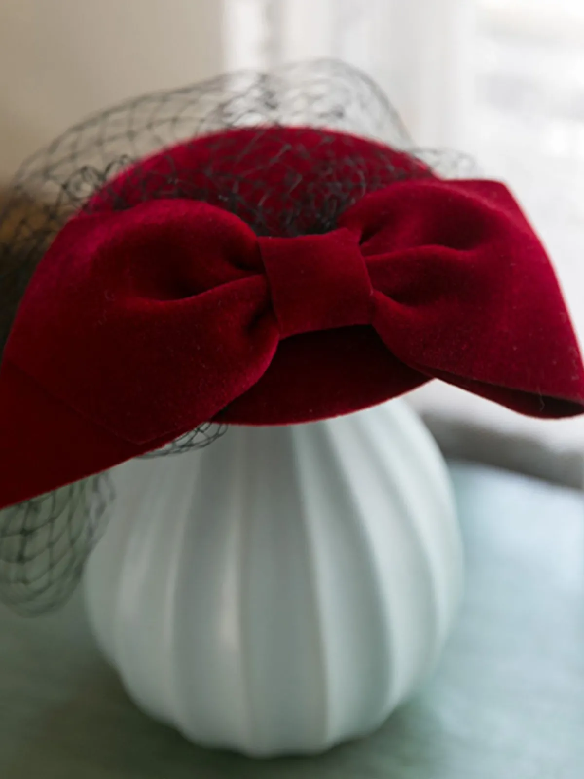 Online Retro Stage Retro Wine Red Bowknot Fascinator