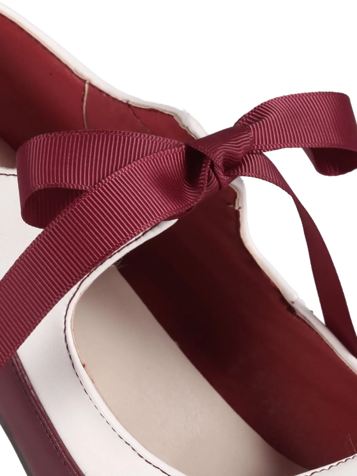 Fashion Retro Stage Retro Lace-Up Stiletto Shoes Wine Red