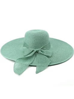 Best Retro Stage Ribbon Wide Brim Raffia Sun Hat