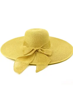 Sale Retro Stage Ribbon Wide Brim Raffia Sun Hat