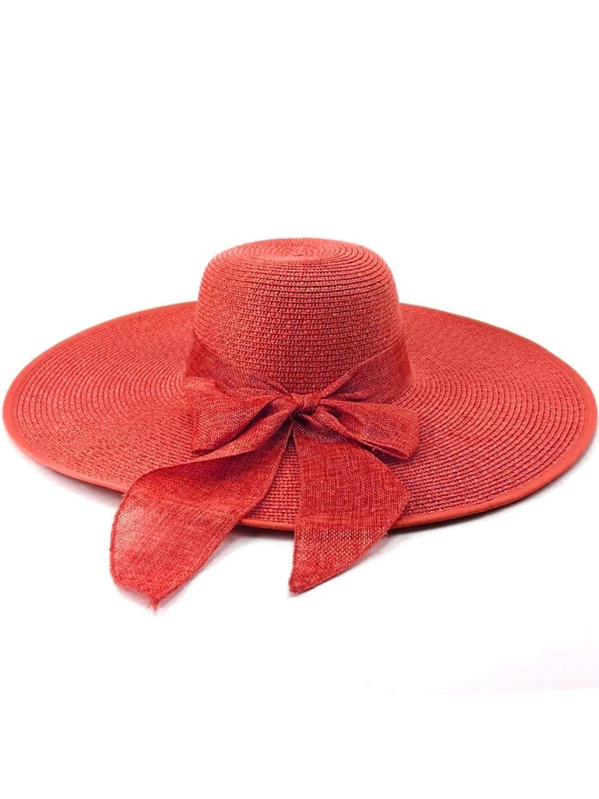 Sale Retro Stage Ribbon Wide Brim Raffia Sun Hat