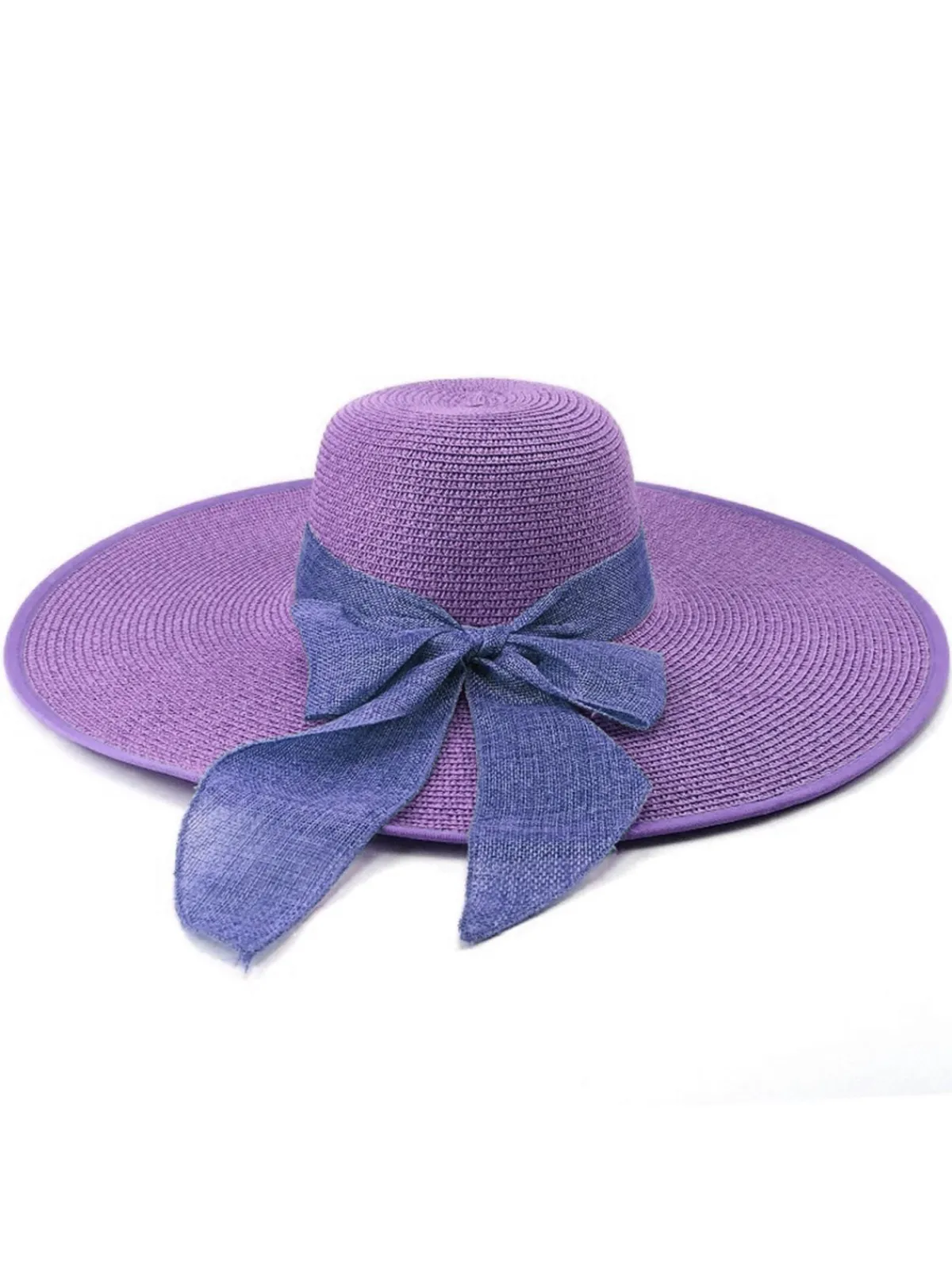 Hot Retro Stage Ribbon Wide Brim Raffia Sun Hat