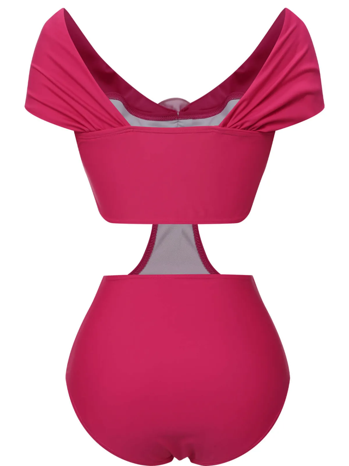 Discount Retro Stage 1930s 3D Rose Off Shoulder Swimsuit Rose Red