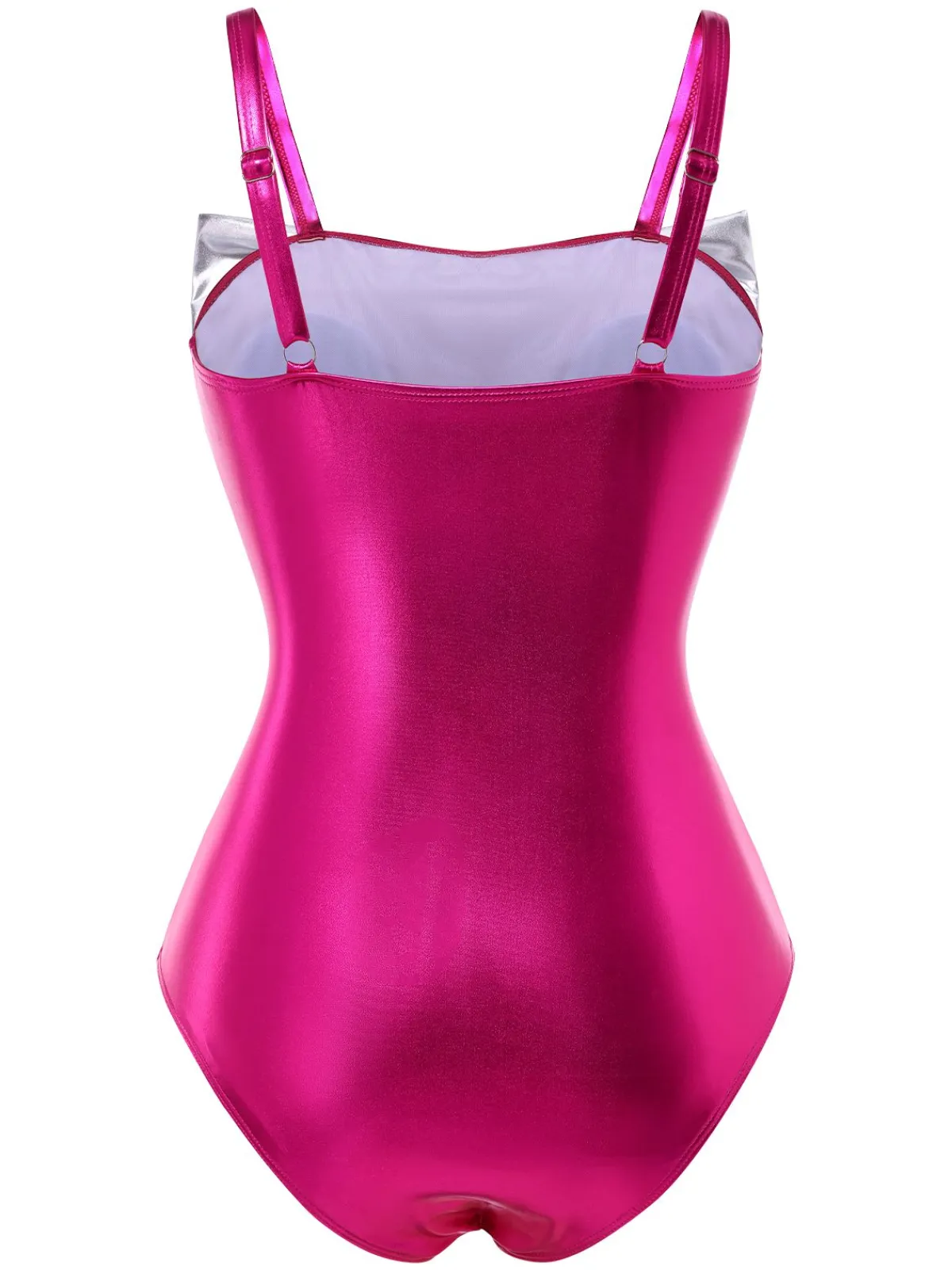 Clearance Retro Stage 1970s Metallic 3D Bow Swimsuit Rose Red