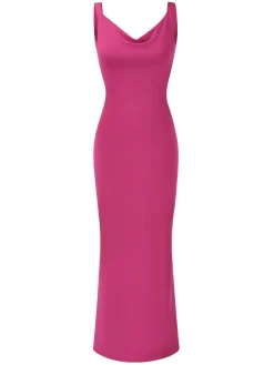 Online Retro Stage 1930s Strap Backless Bow Dress Rose Red