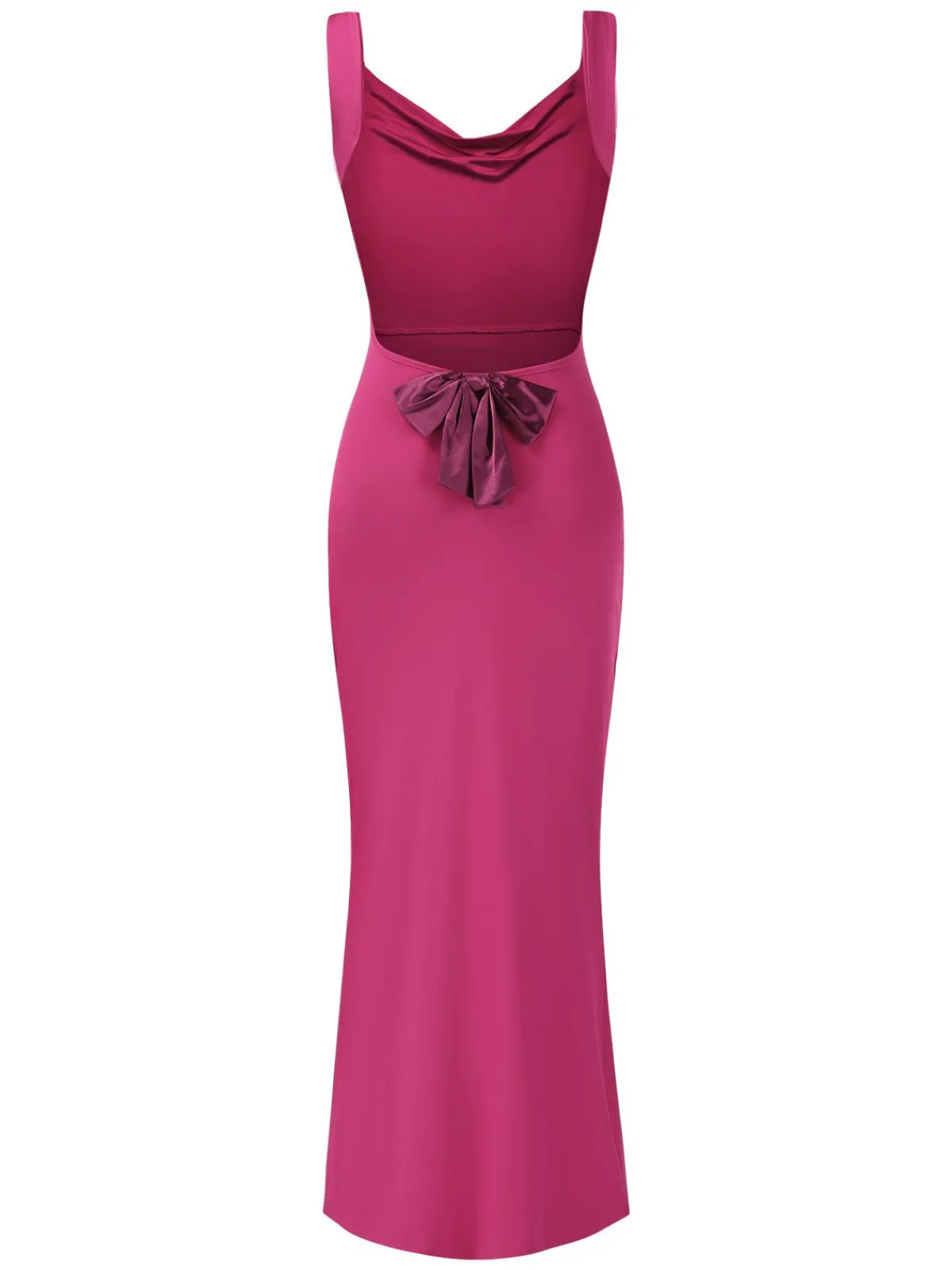 Online Retro Stage 1930s Strap Backless Bow Dress Rose Red