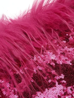 Best Retro Stage 1970s Strapless Sequined Dress Rose Red