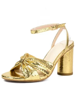 Hot Retro Stage Rose Red Snakeskin Print Round Toe Heels