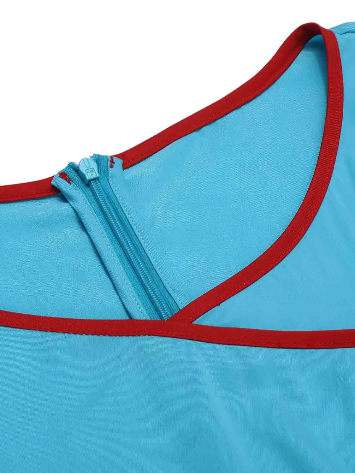 Hot Retro Stage 1960s Button Pencil Dress Royal Blue & Red