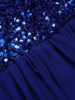 Online Retro Stage 1920s Sequined Sweetheart Neck Maxi Dress Royal Blue