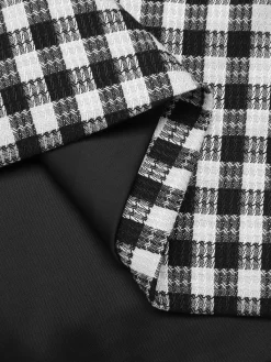Hot Retro Stage 1960s Acetate Gingham Plaid Shift Dress Black
