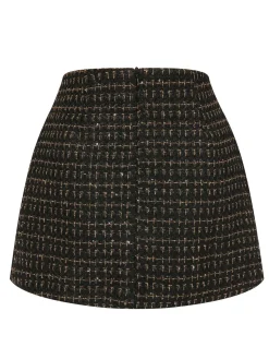 Fashion Retro Stage 1960s A-Line Button Solid Skirt