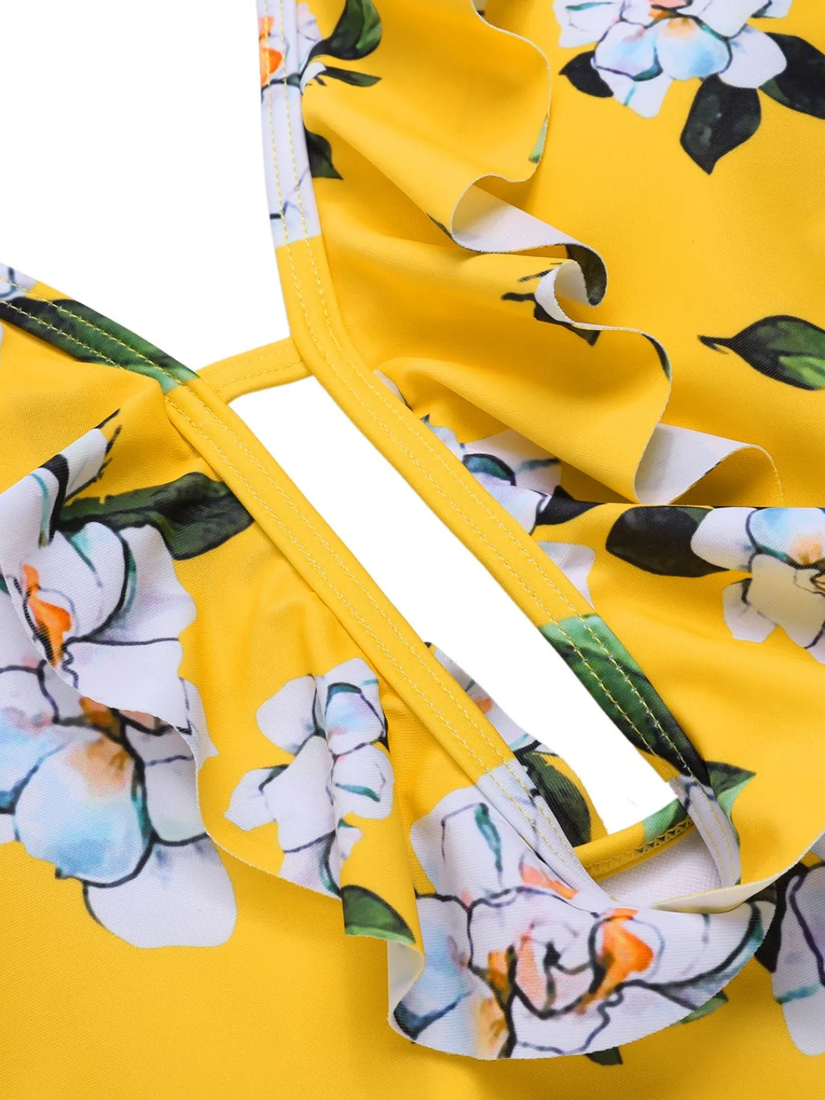 Discount Retro Stage 1950s All-Over Print Ruffled Belt One-Piece Swimsuit