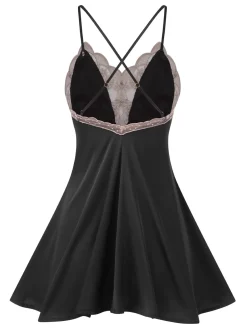 Discount Retro Stage 1950s Back Straps Lace Satin Nightdress