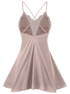 Discount Retro Stage 1950s Back Straps Lace Satin Nightdress