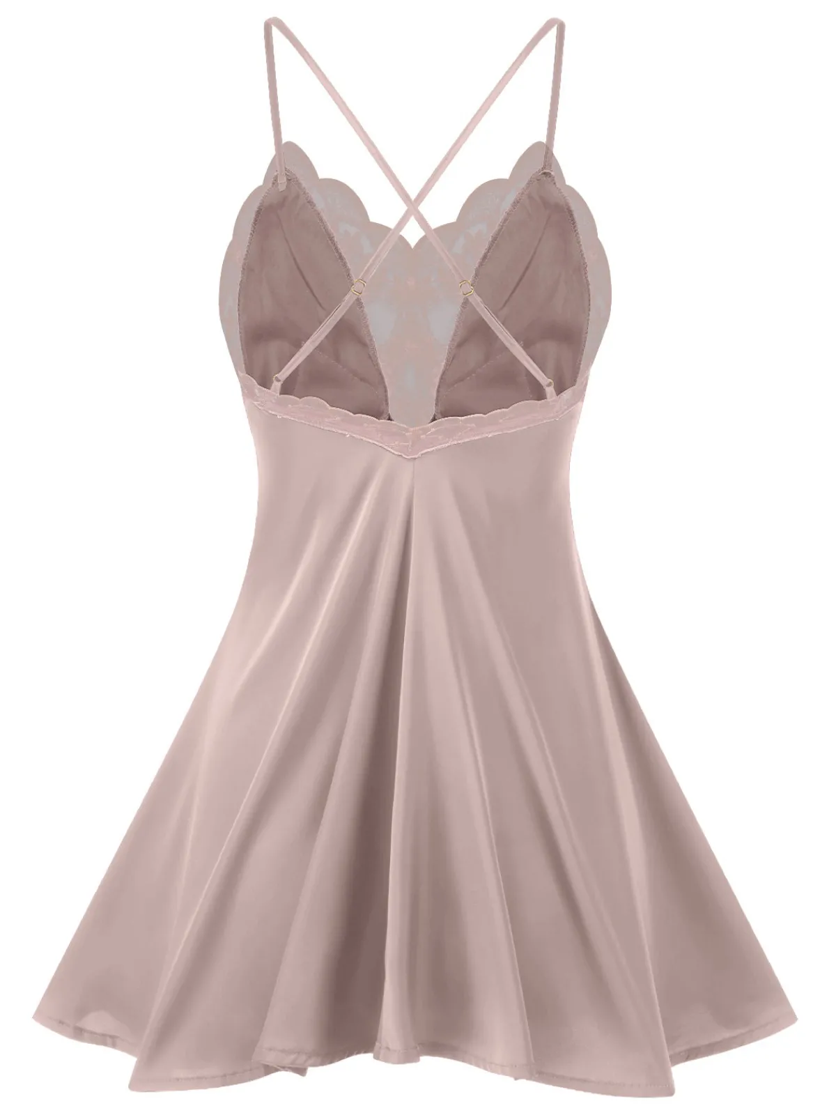 Clearance Retro Stage 1950s Back Straps Lace Satin Nightdress